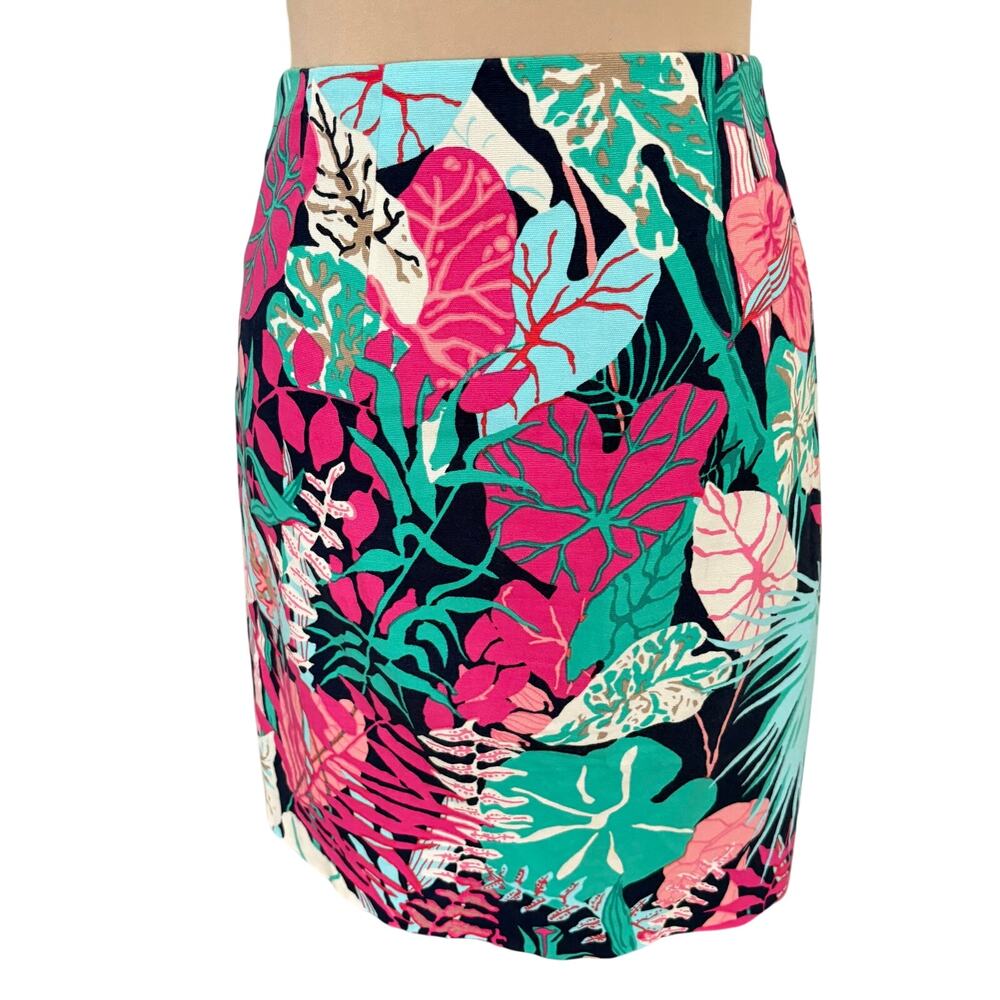 Talbots Cotton Blend Colorful Tropical Floral Pencil Skirt Coastal Feminine Prep
